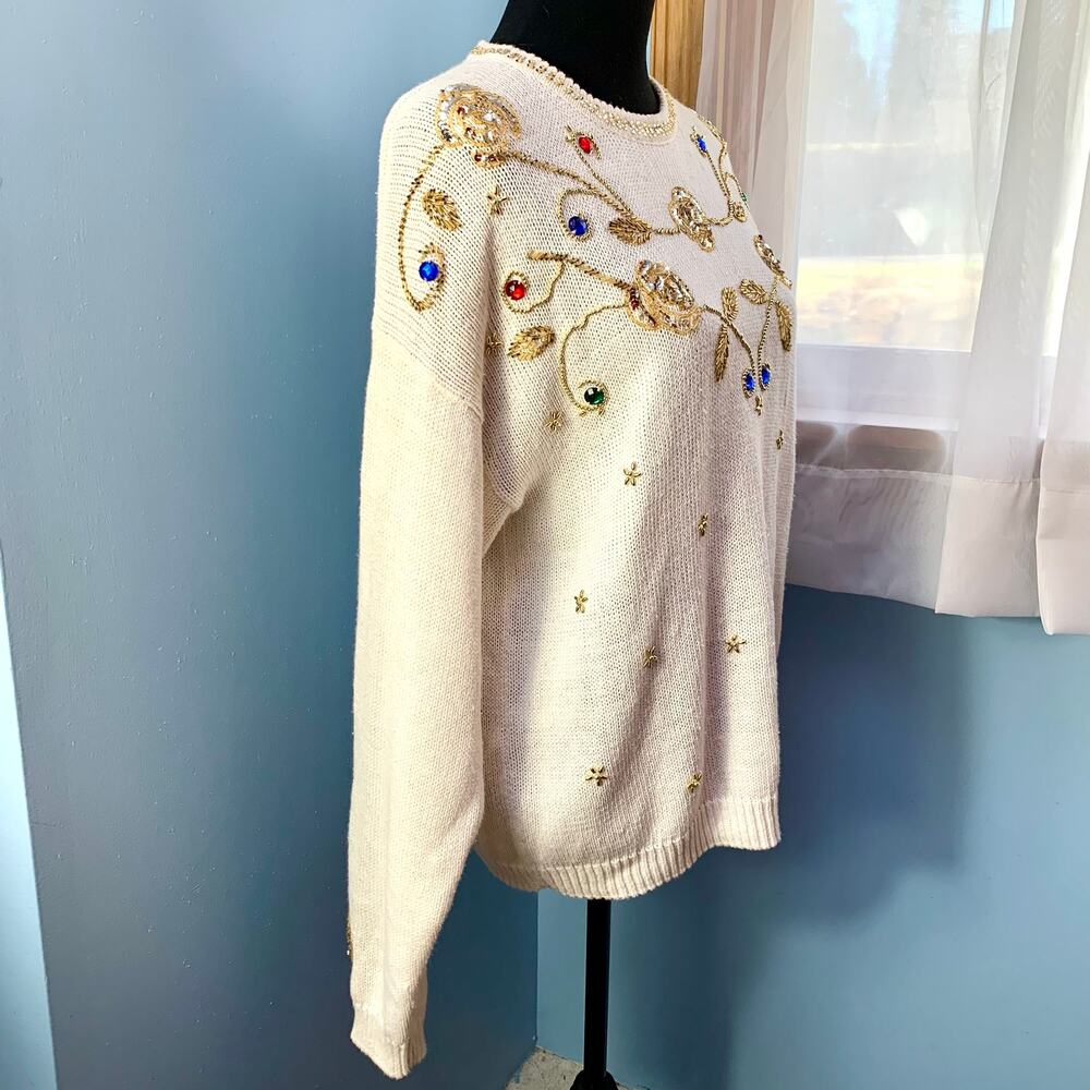 Celina Yang Vintage Sweater with Beading and Sequins Size Large - Picture 6 of 8